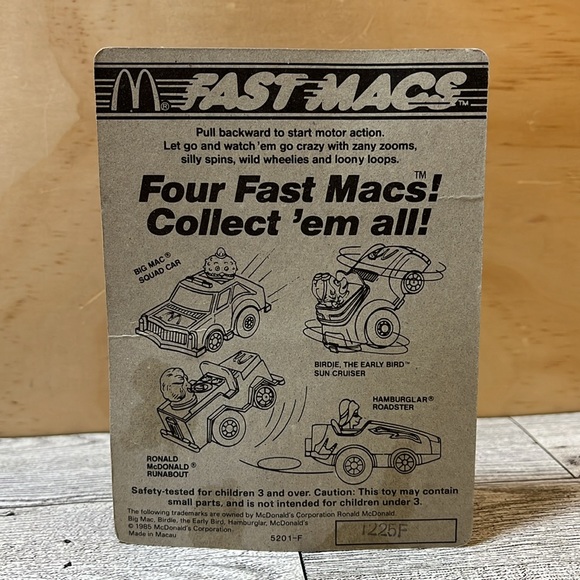 McDonald's Collectible Fastmacs Big Mac Squad Car 1984 - Picture 4 of 6